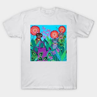 Purple Watering Can Cats T-Shirt